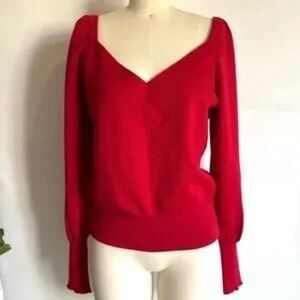 Elegant Red V-Neck Sweater